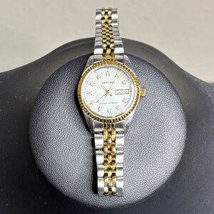 Armitron Two Tone Rhinestone WORKING Dainty Feminine Every Day Watch